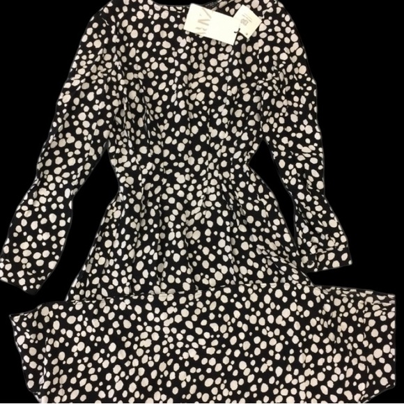 ZARA BLACK & WHITE POLKADOT SPOTTED PRINTED ELASTIC WAIST MIDI DRESS $69.90 - Picture 7 of 13
